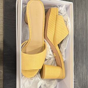 Veronica Beard Yellow Textured Mules